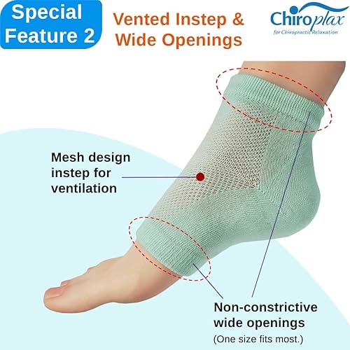 Miniatura 3 de Chiroplax Calcetines hidratantes ventilados para talones secos y agrietados, tratamiento de pies, spa forrado de gel para reparar curar suavizar