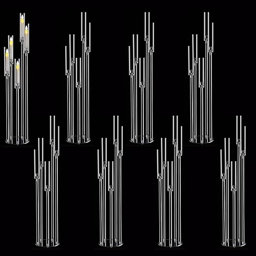 Miniatura 10 de 2 candelabros de piso de 5 brazos, candelabro acrílico para centro de mesa de boda, candelabros transparentes altos para ceremonia, fiesta