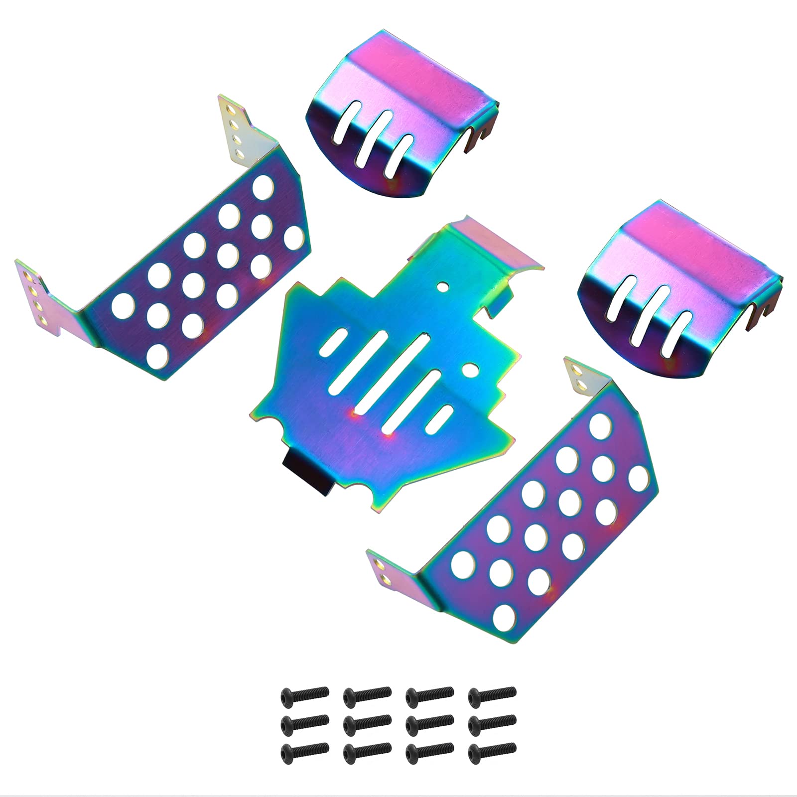 PxyelecRC Car Chassis Armor Protector, Stainless Steel Chassis Armors Protection Skid Plate for Traxxas Trx-4 T4 RC Car Model Accessories Upgrade Parts(Colorful)