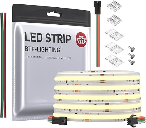 Miniatura 8 de BTF-LIGHTING FCOB COB WS2811 IC 6000K Coll blanco flexible de alta densidad uniforme persecución de tira LED de 16.4 pies DC24V CRI 90+ 360LEDm