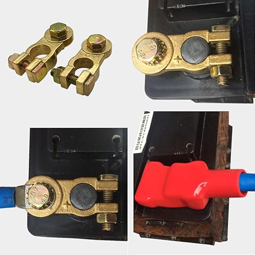 Miniatura 2 de Ampper Abrazaderas de terminal de batería de latón, juego de conectores de terminales de batería de poste superior para vehículos marinos, barcos,