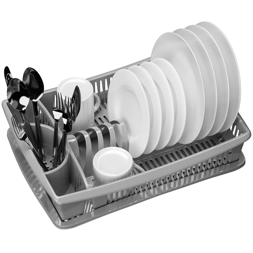 Escurridor Con Bandeja Para Platos Platinum Elaborado En Acero