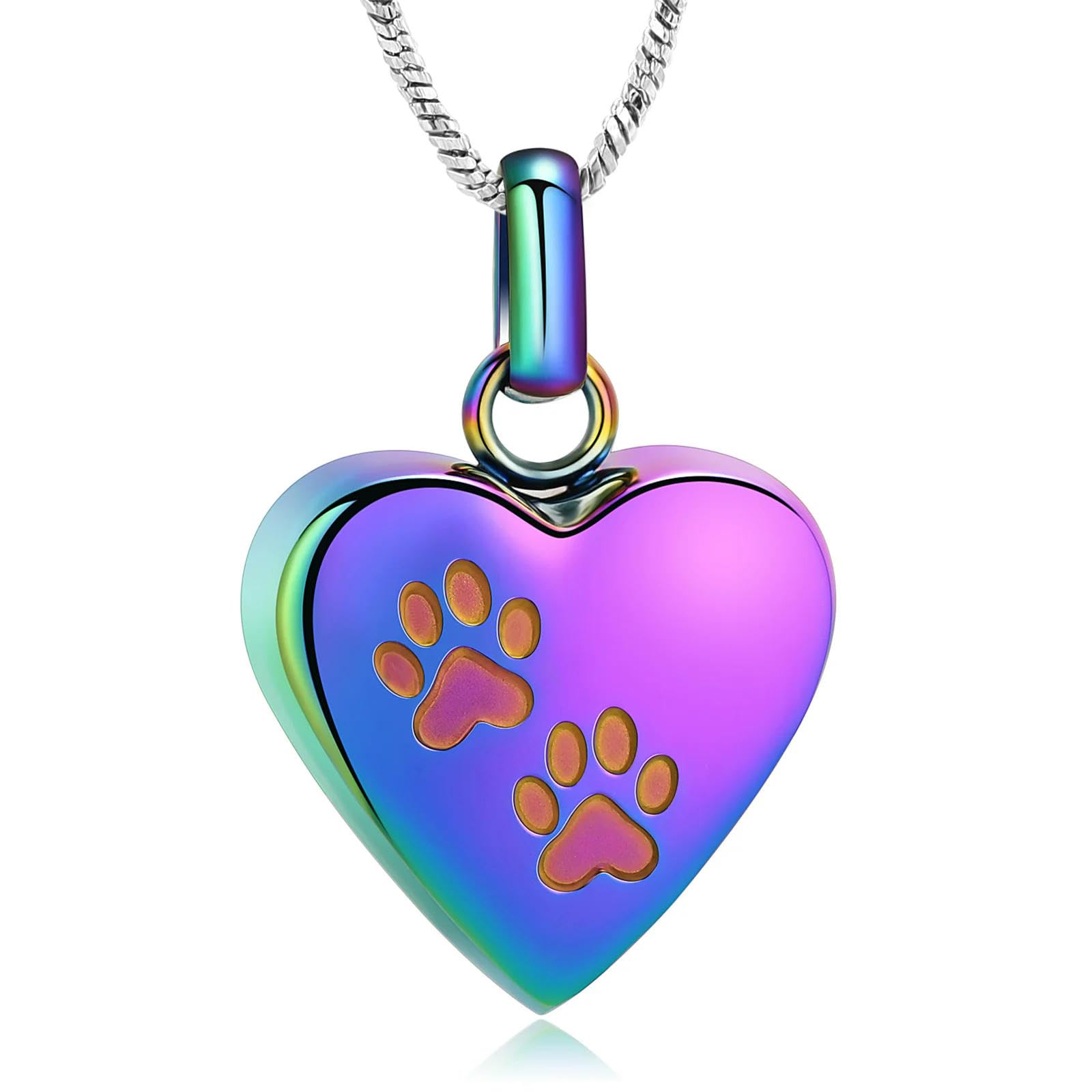 Collier urne funéraire de qualité avec motif patte d'animal arc-en-ciel