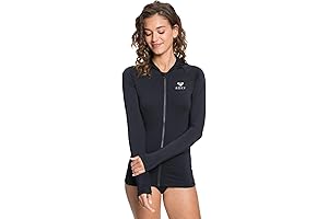 Women's Roxy Rash Guard UPF50+ Full-Zip Hooded Long-Sleeve Sun Protection Swim Shirt