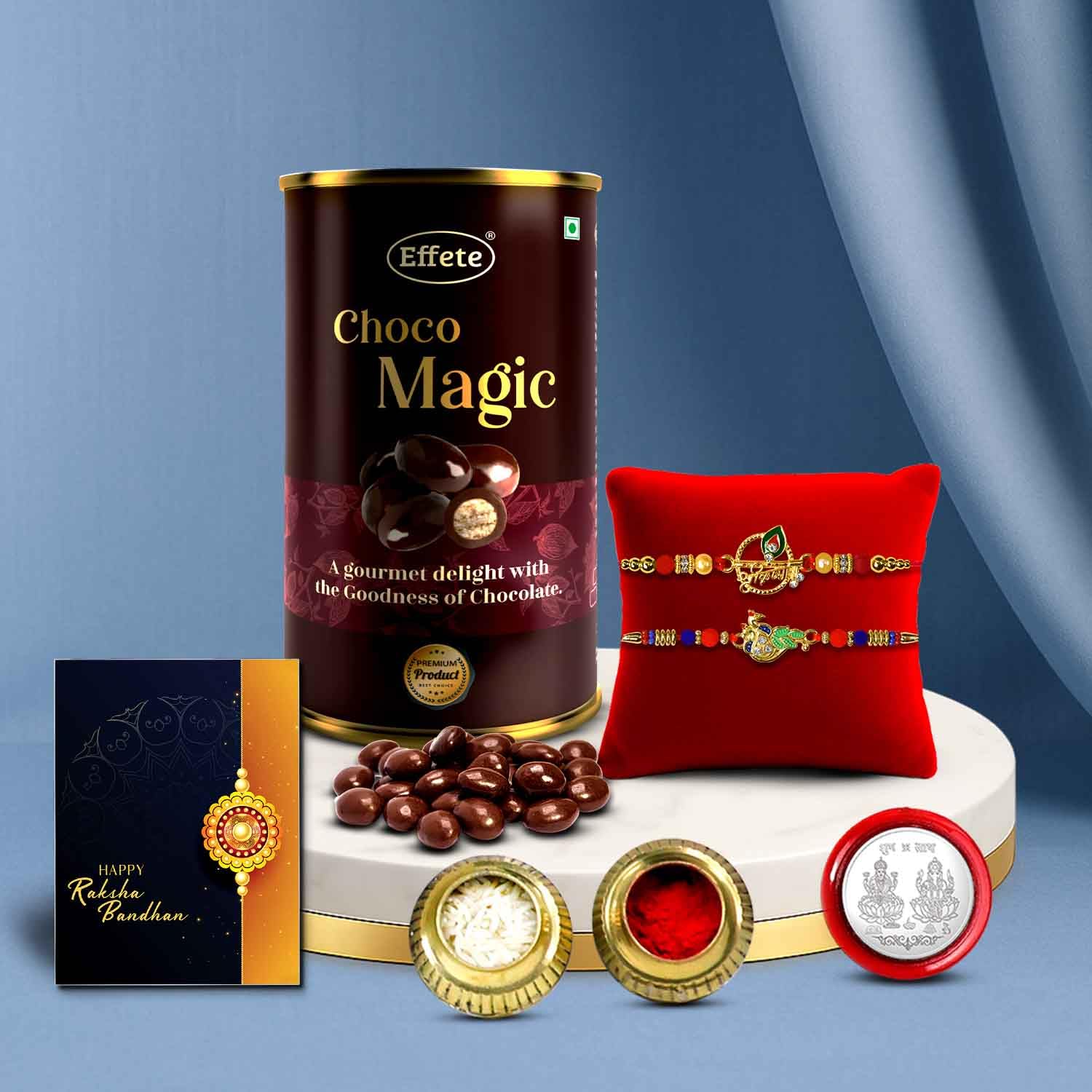 DeoDap Rakhi (K2_314+315_EM) & Chocolate Magic | Rakhi Combo with card and chocolate | chocolates gift | Rakhi & Chocolate for brother | rakhi with gift | Set of 2 Rakhi-image-44