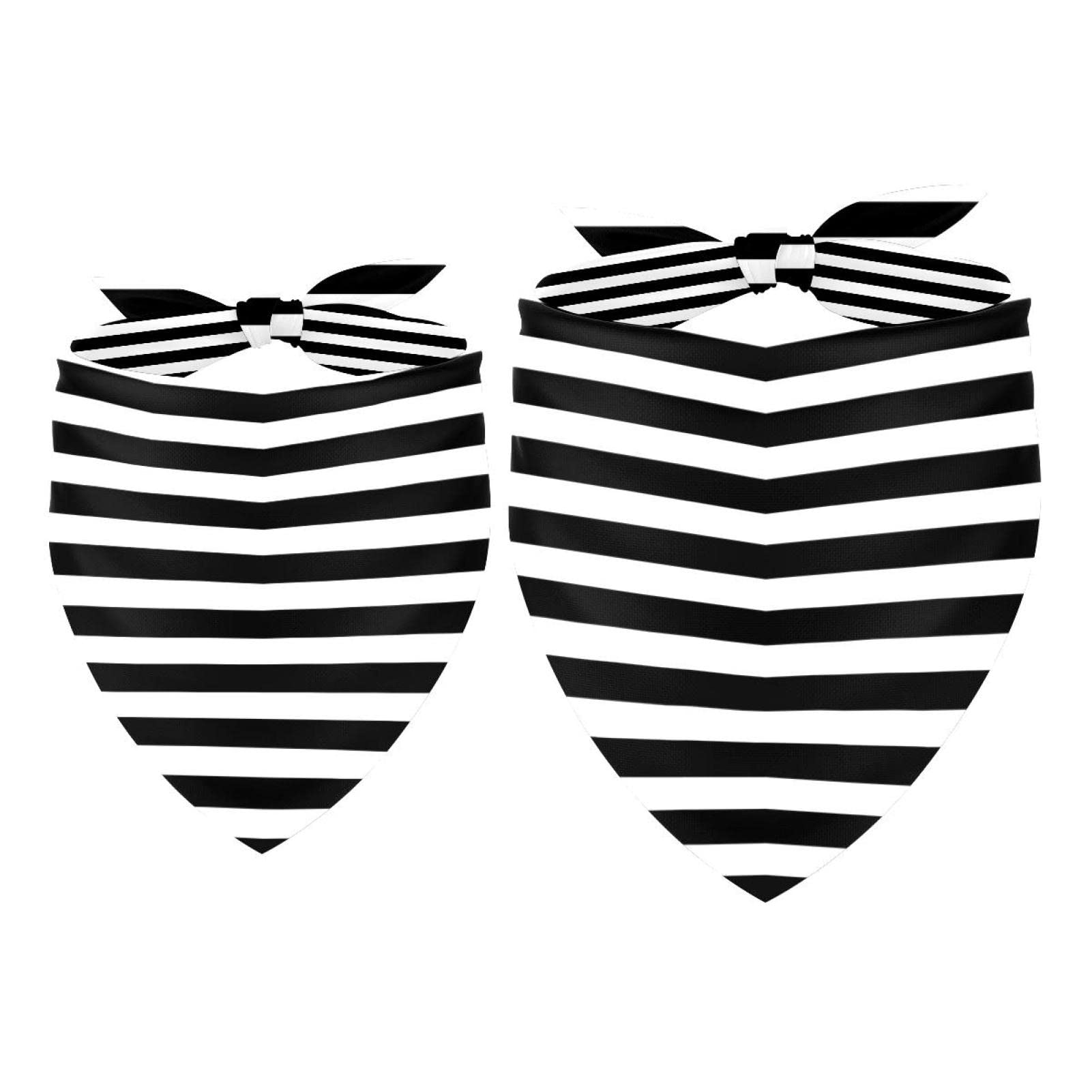 2 Pack Dog Bandana Black and White Stripe Printed Girl Boy Bibs Dog Scarf Kerchief Accessories for Small Medium Large Dogs Puppy Cat Pet