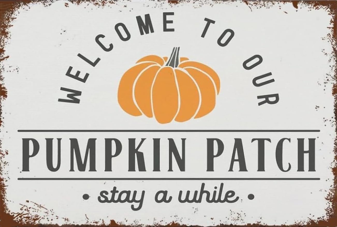 Pumpkin Patch Fall Vintage Metal Tin Sign Halloween Home Kitchen Cafe Wall Decor 8x12 Inch