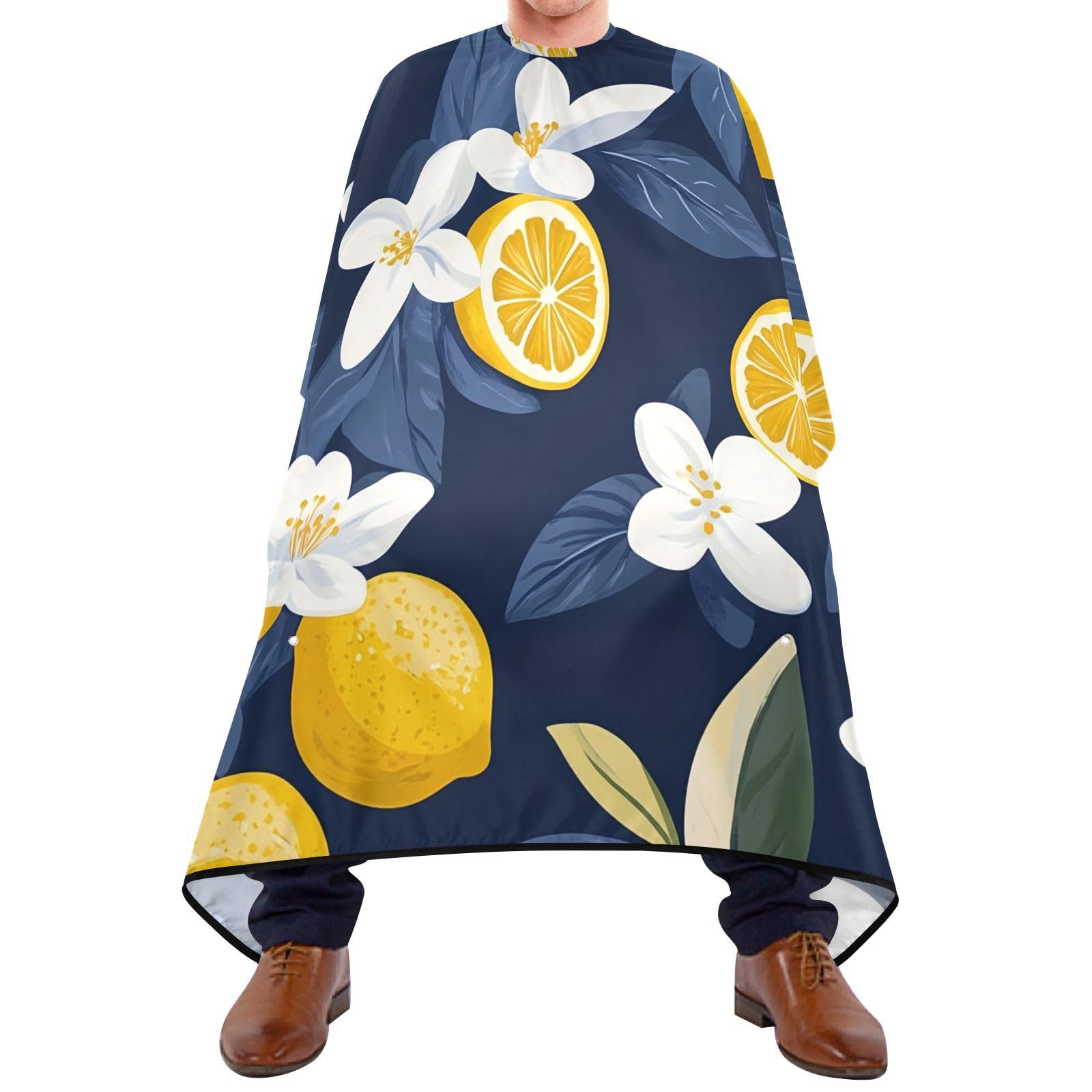 Hezely Lemon and Flowers Hair Dye Cape, Barber Cape for Adults,Waterproof Salon Cape,Waterproof Hairdressing Styling Hair Cutting, 65