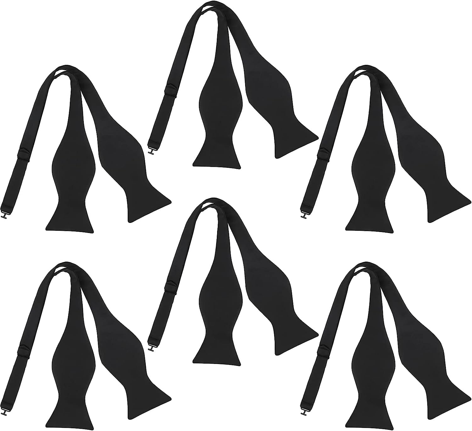NALACALMens Self-tied Bow Ties, Solid Color Adjustable Men's Bow Ties for Tuxedo Suit Wedding, Black (6Pcs)