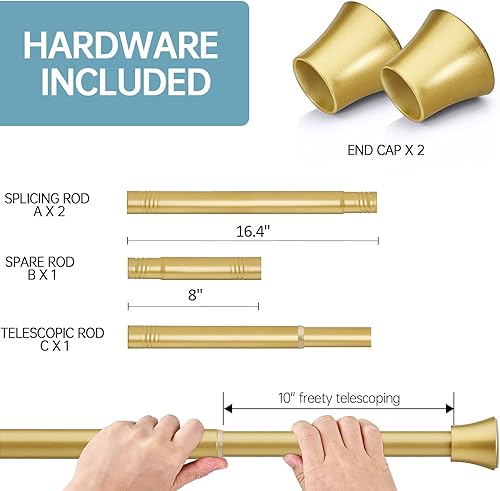 Miniatura 10 de Eboatop Barra de cortina de ducha de tensión negra de 42 a 72 pulgadas, barra de cortina de tensión de resorte antideslizante ajustable para baño,