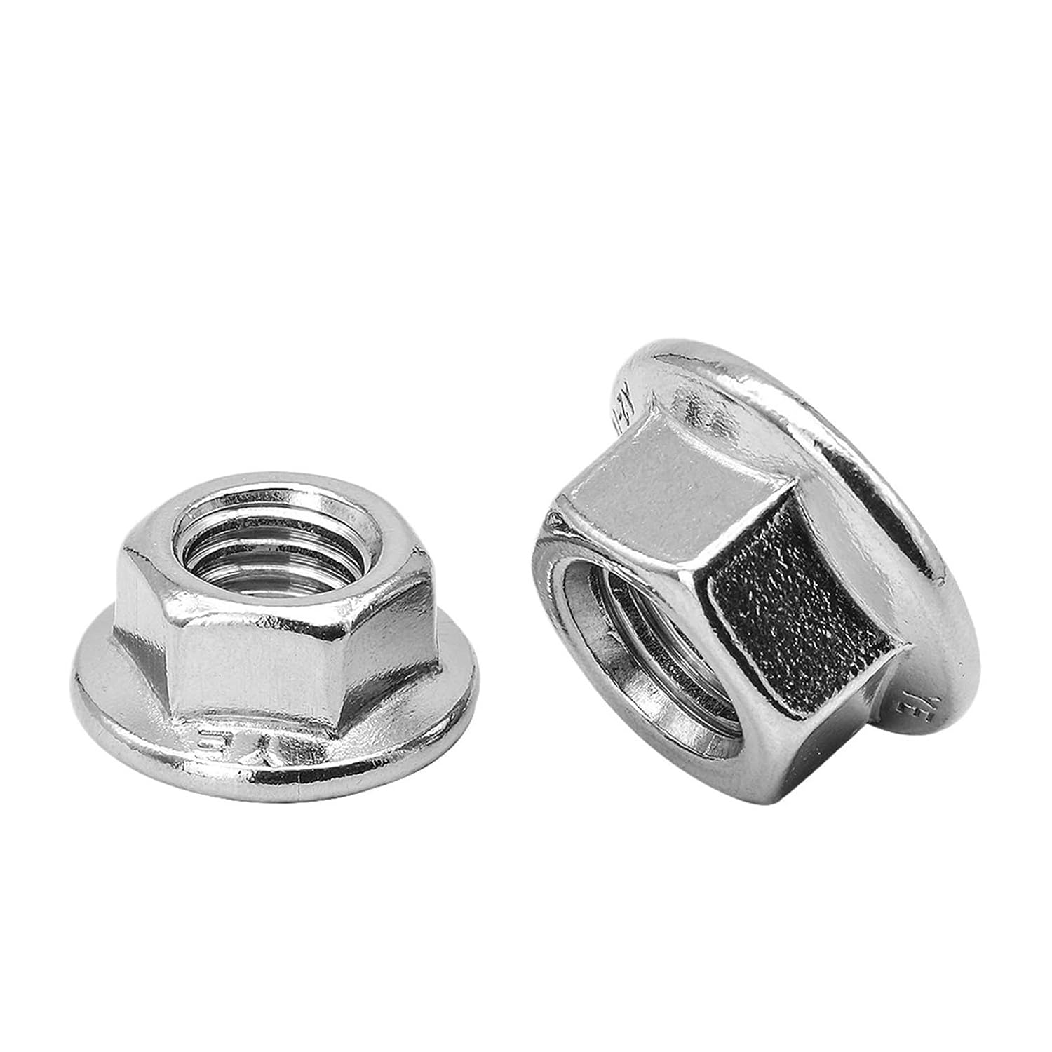 10/25/30/55pcs Stainless Steel Hexagon Flange Nut M3 M4 M5 M6 M8 M10 M12 Zinc Plated Carbon Steel Flange Nut DIN6923(Carbon Steel,M6 25pcs)