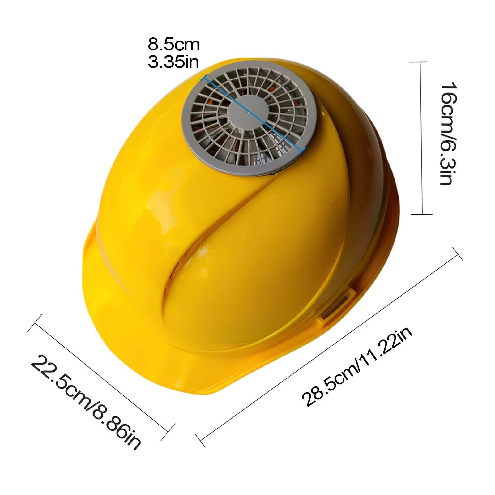 Chapeau avec ventilateur intégré, rechargeable par USB avec aération de refroidissement, casquette d'extérieur réglable pour travaux de construction, utilisation personnelle par temps chaud 28,5 x
