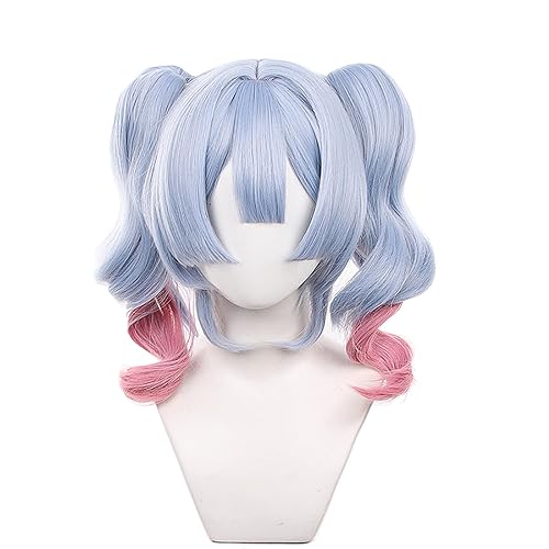 XiongXiongLe Halloween Wig Rabbit Hole Cosplay Medium Blue and Pink with Twin Clip Bi Cute Bunnies Double Ponytail Synthetic Hair Wig for Women Adult Cos Party Halloween Christmas - Rabbit Hole