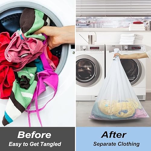 Miniatura 5 de Bolsas de malla para ropa delicada Vivifying, paquete de 2 bolsas XXXL extra grandes con estructura de nido de abeja y cierre para lavadora,
