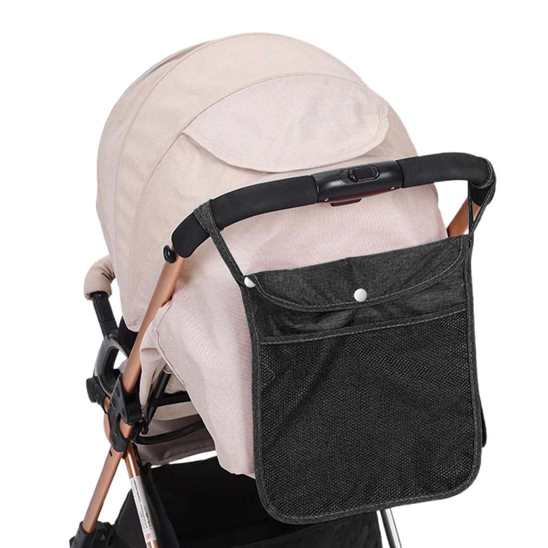 Organizer per passeggini, 1 borsa portaoggetti universale per passeggino a doppio strato con rete portaoggetti sul retro del passeggino adatta alla maggior parte delle maniglie (nero)