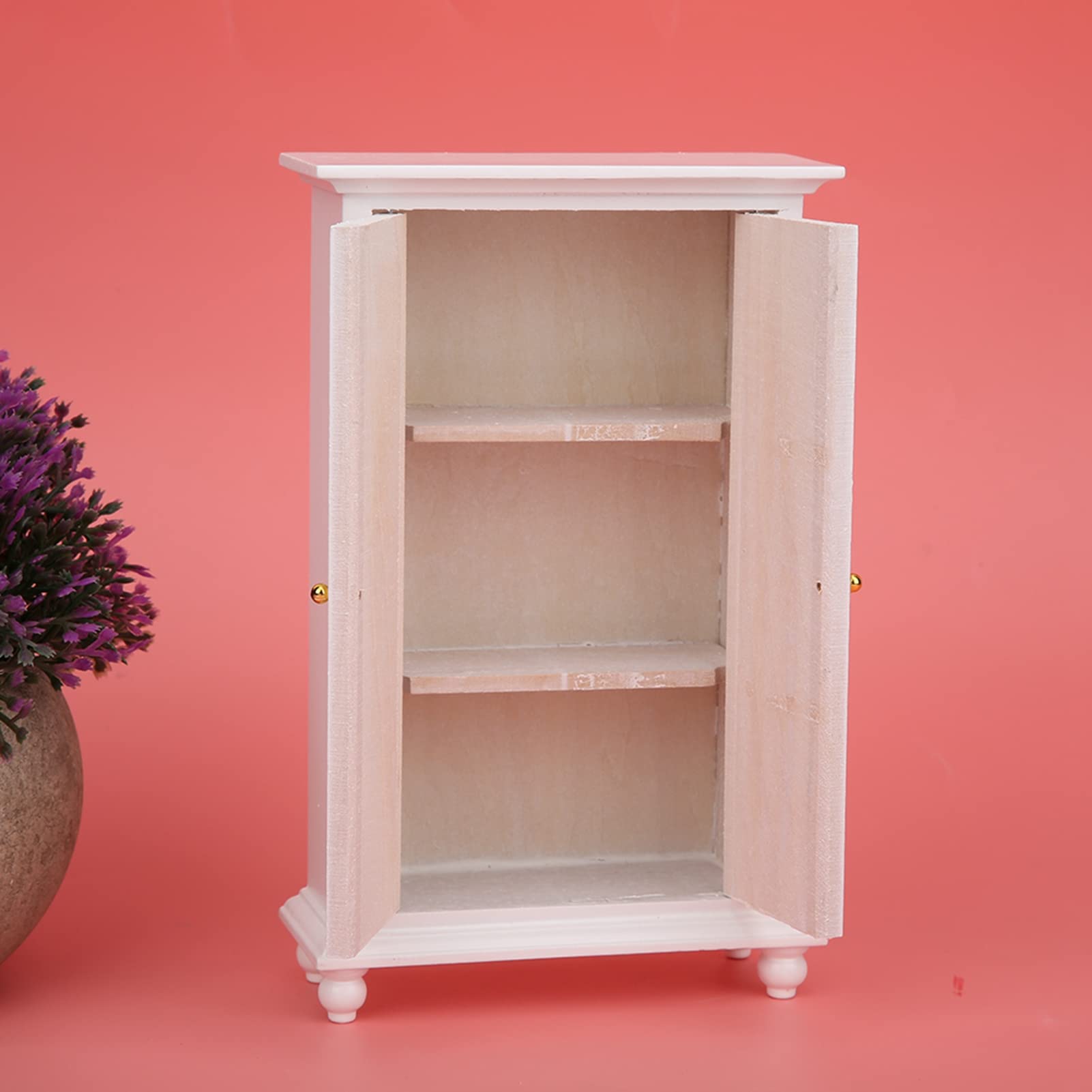Double Door Wooden Dollhouse Wardrobe Miniature, and Vivid 1:12 Closet Furniture with Large Capacity for Bedroom - Image 3