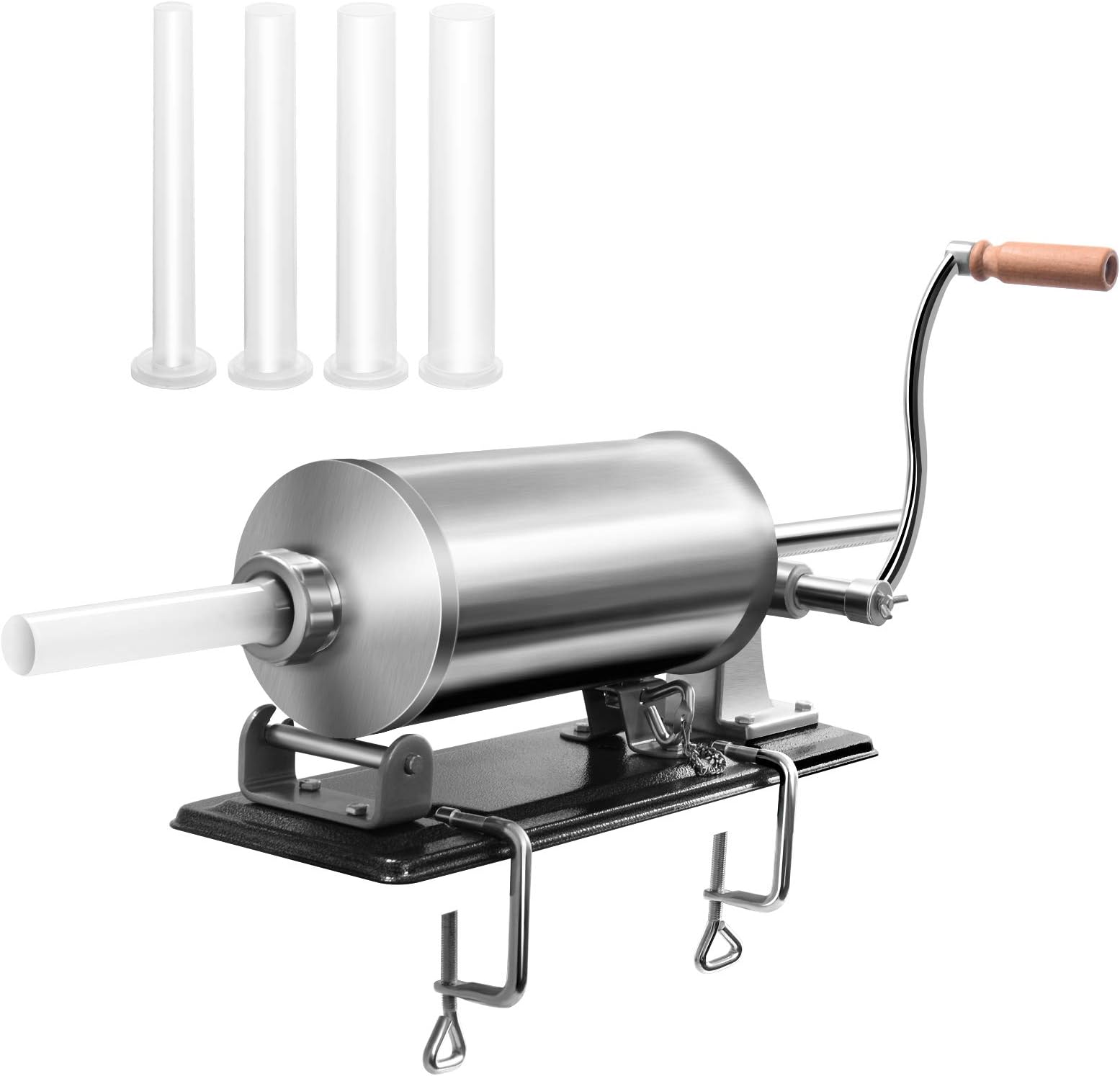 GiantexUK3L/3.6L/4.8L Sausage Stuffer, Stainless Steel Sausage Maker with 3/4 Filling Tubes, Horizontal Kitchen Meat Filling Manual Machine for Home Commercial Use (4.8L/8LBS)