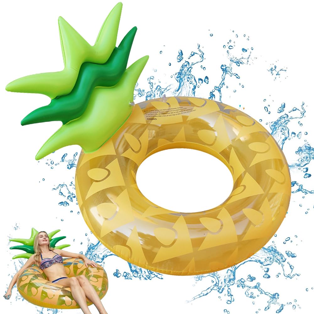 mizikuu Flotadores Piscina, Piña Hinchable Colchonetas Gigante Piña Flotador Inflable de Piscina Anillo de Natación Inflable Juguetes Fiestas de Playa para Piscina de Verano para Adultos y Niños