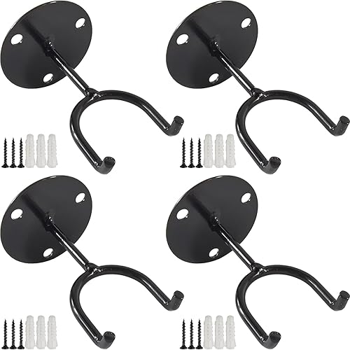 4 soportes para exhibición de bates de béisbol, multiusos, resistente, para colgar en la pared, para recuerdos, ganchos para sóftbol, colgador negro