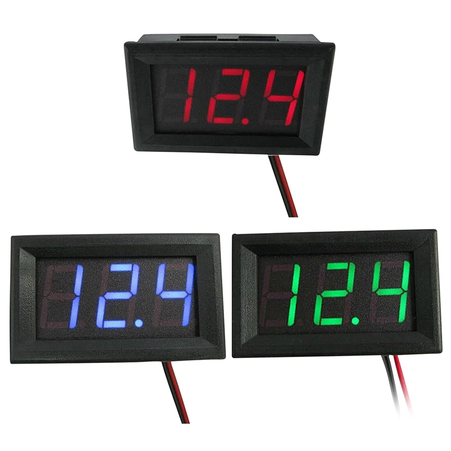 DC4.5V-30V Voltage Meter LED Display 0.56 Inch Mini Voltage Tester 2 Wires Voltage Gauge for 6V 12V Electromobile Motorcycle Car(Red)