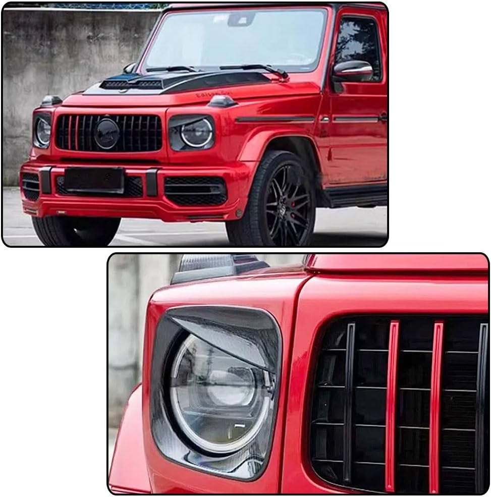 Carbon Fiber Headlight Eyelid Covers for Mercedes Benz G-Class W464 G500 G63 AMG 2019-2024 Front Headlamp Eyebrows Eyelid Decoration Cover Trim Factory Outlet