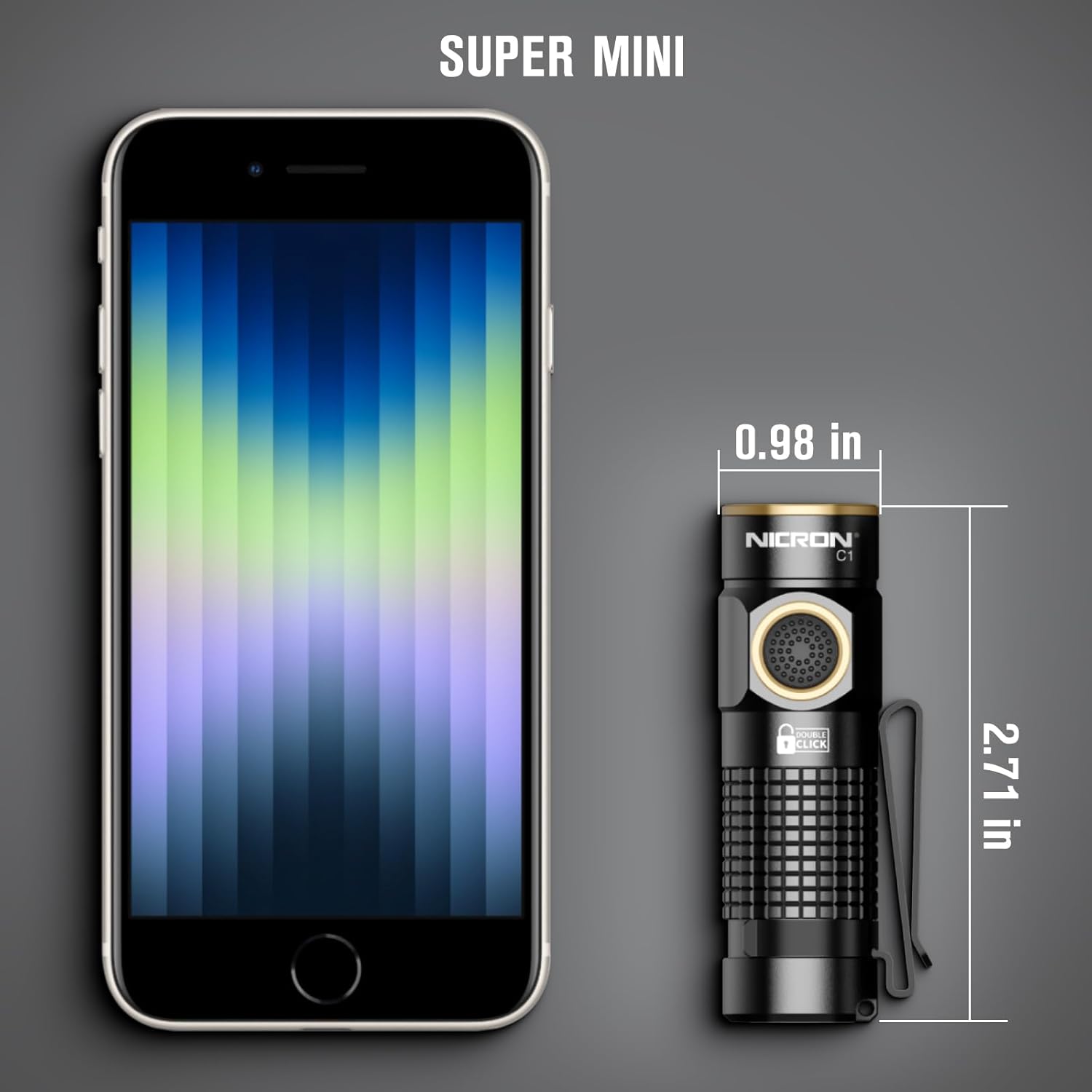 NICRON 1200 Lumens EDC Flashlight with Magnet, Rechargeable Pocket Light Compact High Lumens Handheld Light, C1 Mini Flashlight 7 Modes for Outdoor Camping, Hiking (Black) - Image 2