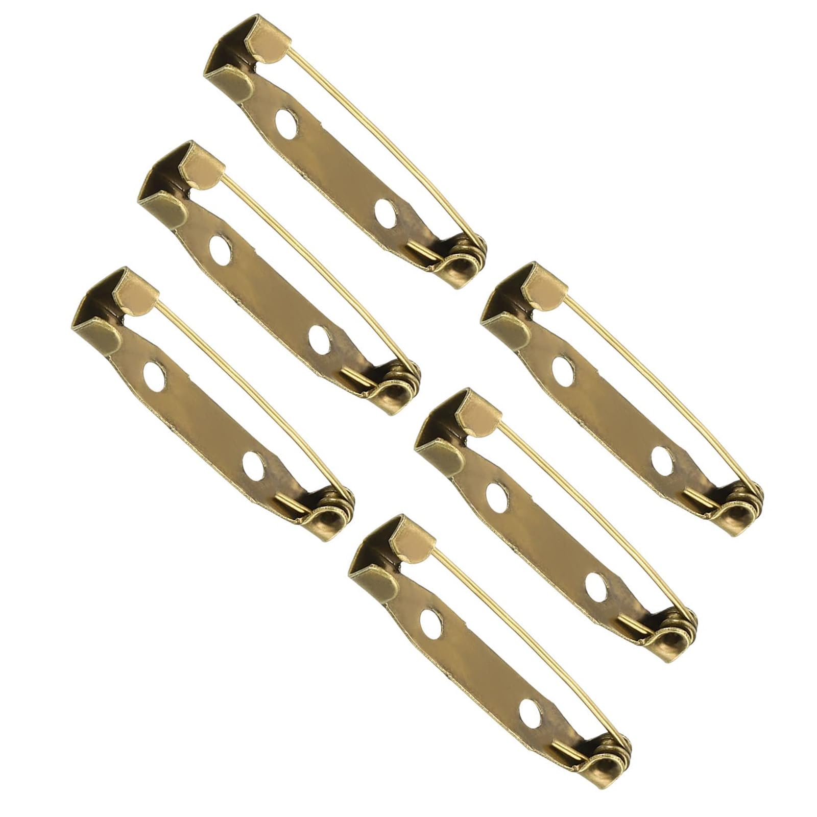 TOP-VIGOR 50Pcs Brooch Pins, 30mm Safety Bar Pins Backs, BroochClasp for Badges Corsages Boutineer Name Tags Jewelry Making DIY Crafts, Bronze