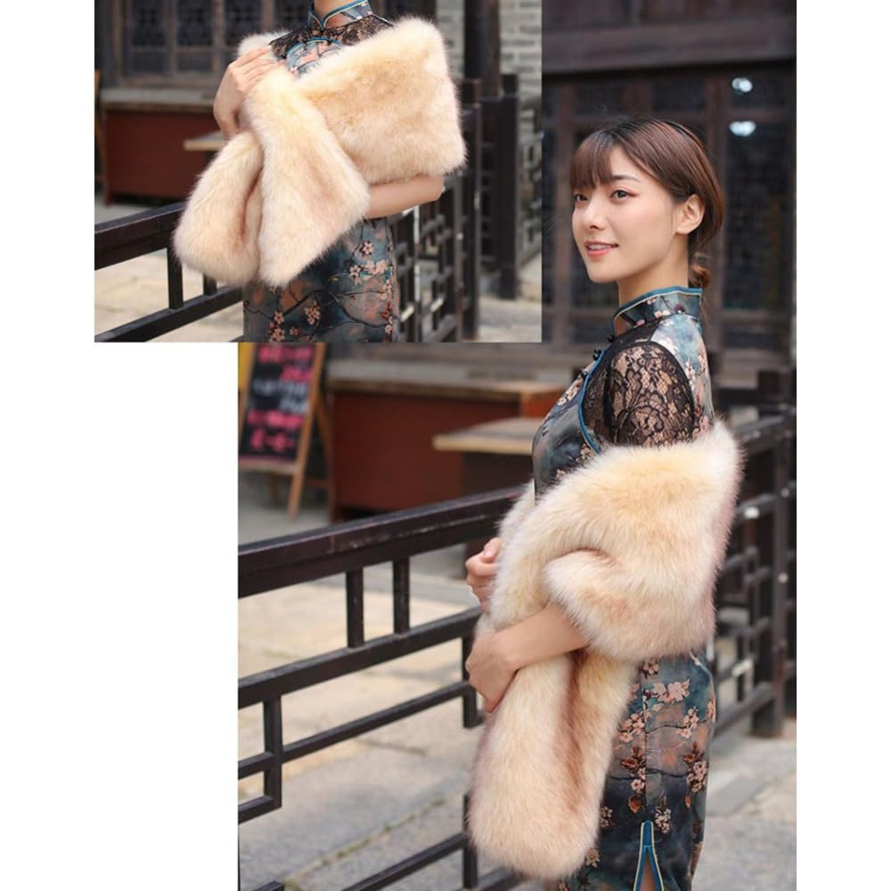 Sciarpa in pelliccia sintetica morbida e calda stole per la sposa, per la sera, per l'inverno, lunga, Shawl Shrug Faux Fur Scarf Wrap, per sposa, matrimonio, festival, Natale, nero, 160 cm