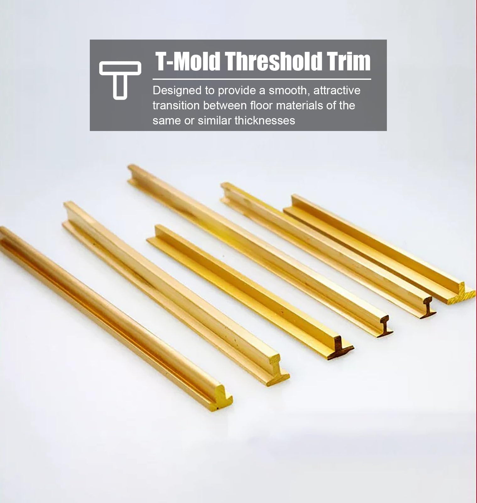 Profilo di Transizione Pavimento Profilo di Giunzione a T in Ottone | Profilo di Giunzione per Transizione Tra Pavimenti in Legno, Robusto Profilo di Raccordo per Sala(30x10mm (1.18x0.39in))
