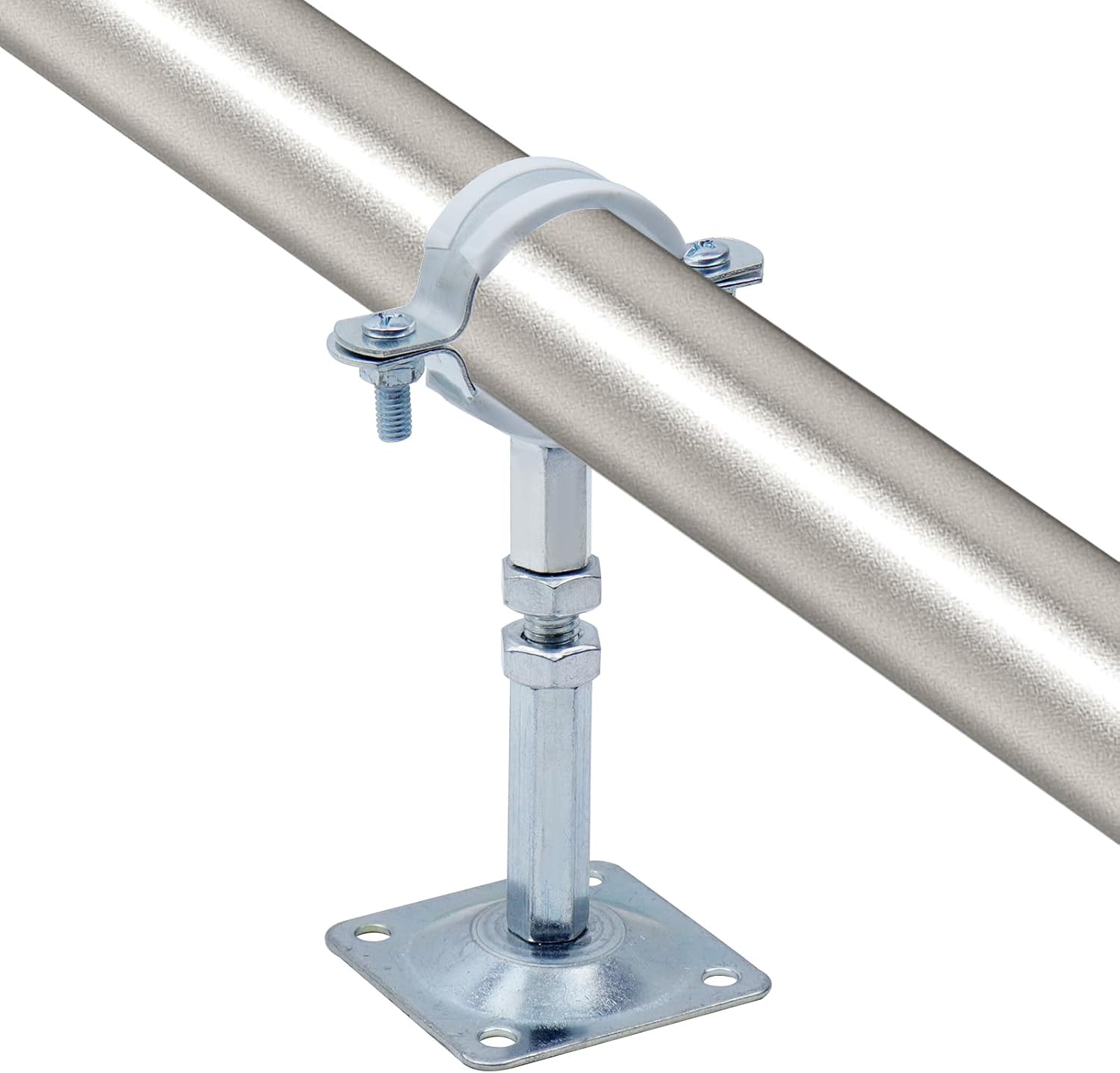 4pcs Wall Mount Pipe Supports 32mm (1/4") Ceiling Mount Pipe Bracket Clamps Metal Ring Pipe Hangers 2.56"-3.54" Adjustable Height Pipe Straps, with Screws