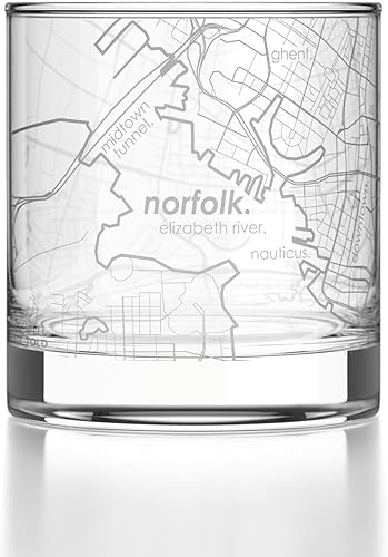 Miniatura 88 de Well Told Vaso de whisky grabado con mapa de Charleston, Carolina del Sur, vaso de rocas estilo antiguo (11 oz, transparente), vaso de whisky