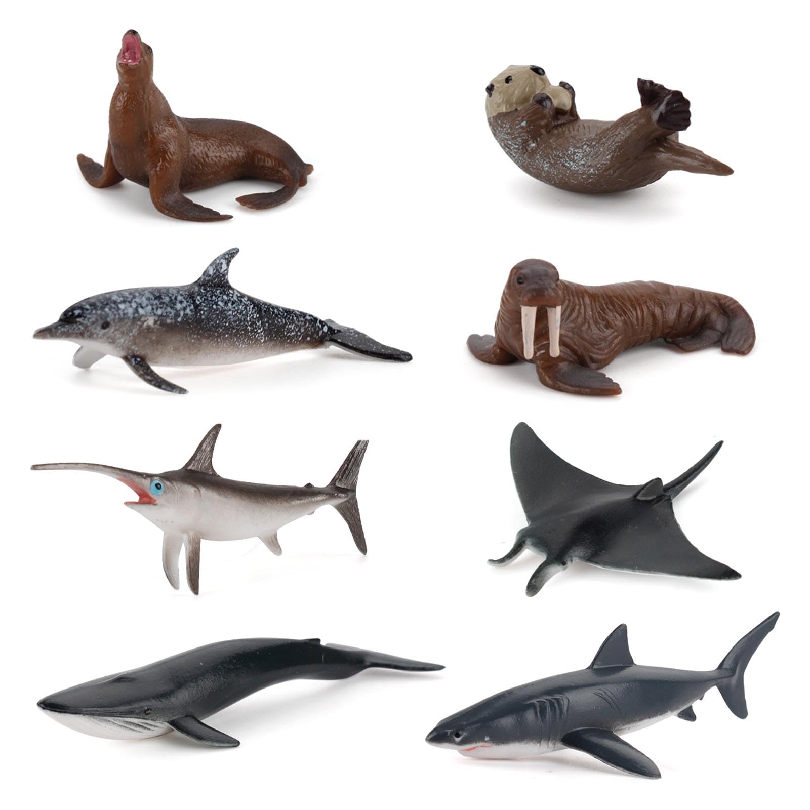 WOONEKY 12er Set Mini-Delfin Figuren - Realistische Meerestiere Aus Kunststoff
