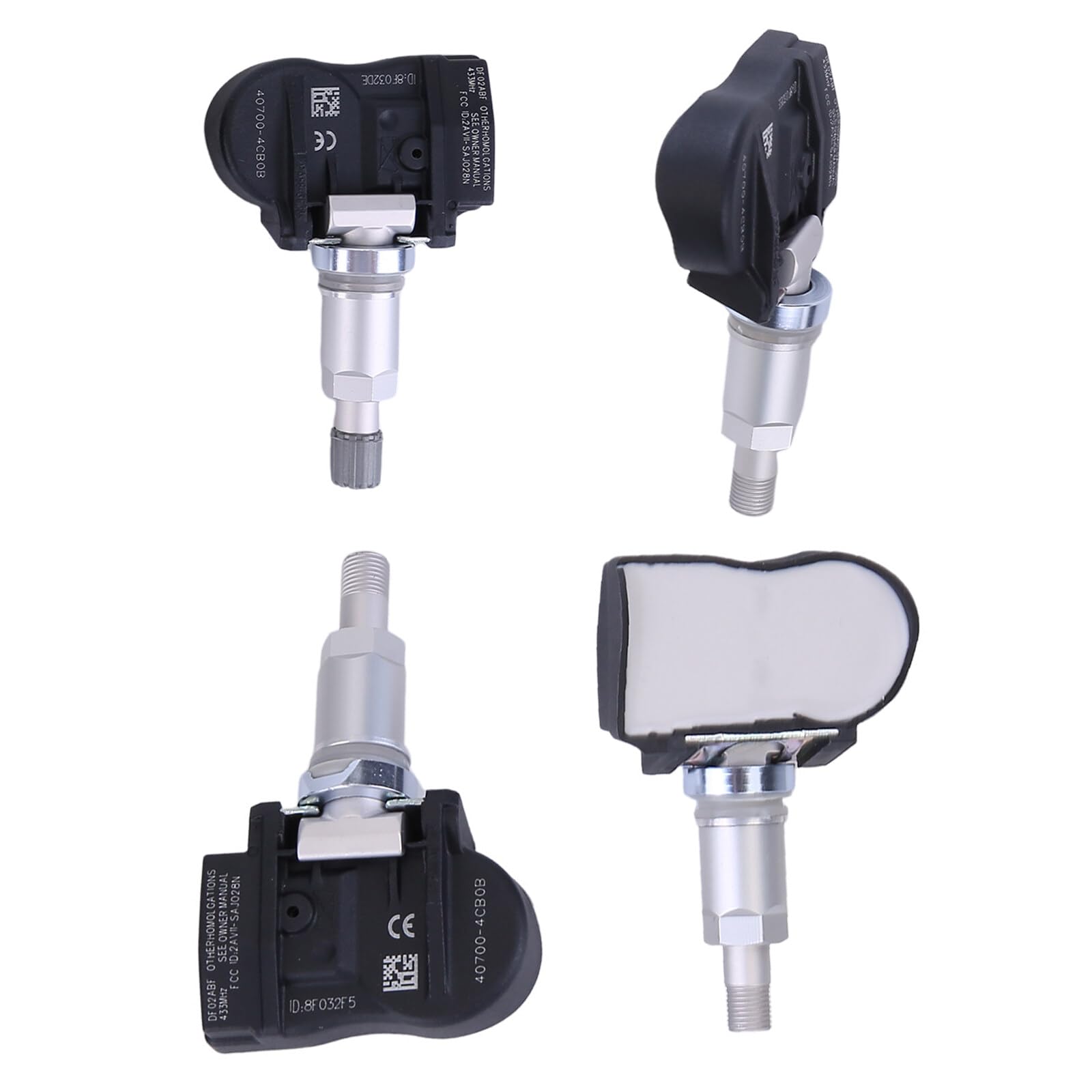 Lot de 4 capteurs de pression des pneus TPMS avant arrière 407004CB0B compatibles avec QX50 II NV200 Ni*s-s*an X-Trail Re-*n-ault Meg*ane 4 1.3 1.6 TCe 140 RDKS Système de contrôle de la pression des