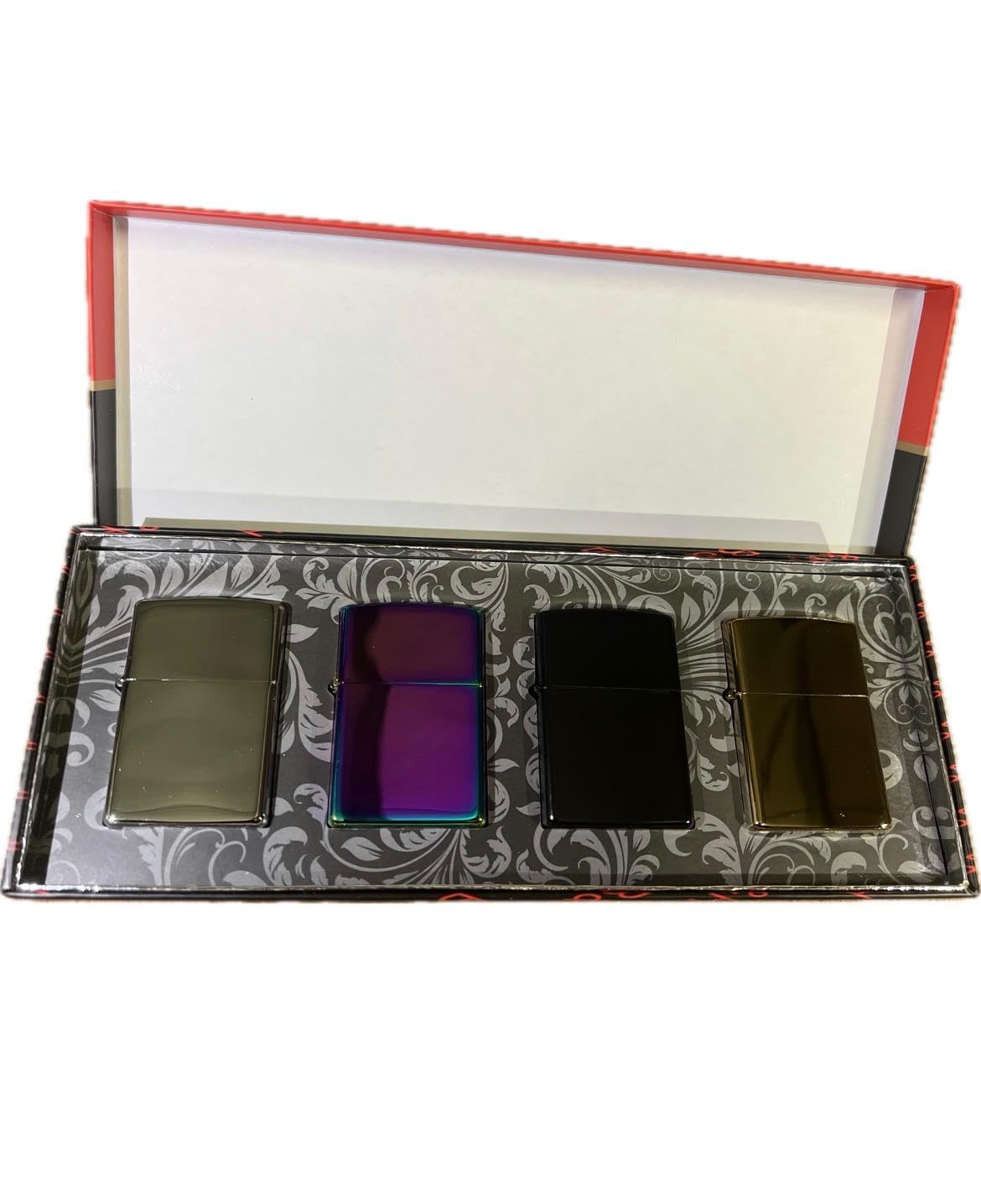 Craviing Chrome 4Pcs Oil Lighters, Refillable Lighter For Cigarettes, Cigars, Candles, Bbq, Camping, Comes In A Box