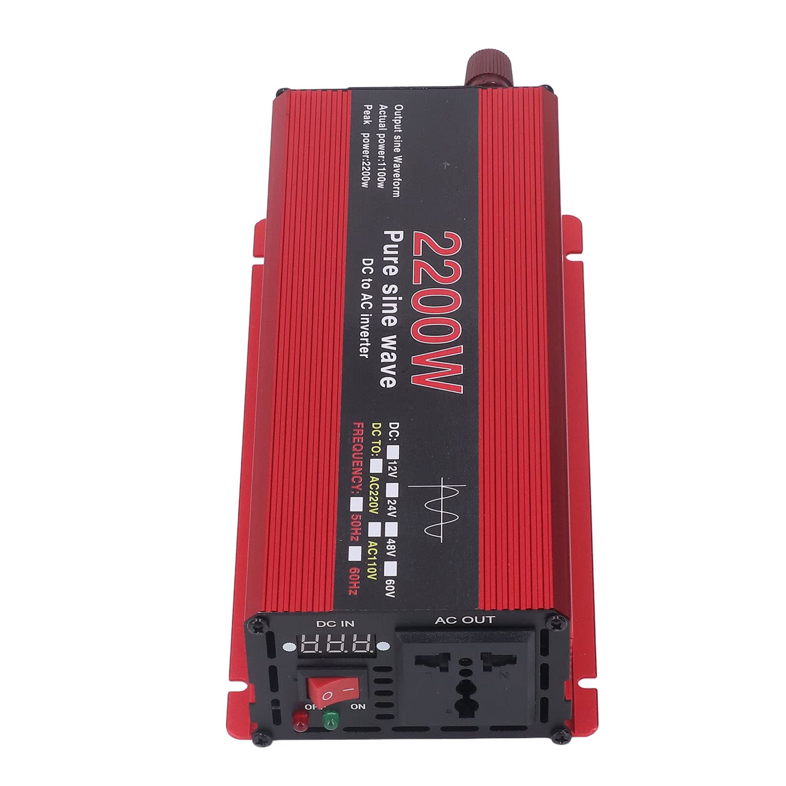 Przetwornica Czystej Fali Sinusoidalnej o Mocy 1100 W, Konwerter Zasilania DC 12 V na AC 220 V z Wentylatorem Chłodzącym i Wyświetlaczem LED, do Podróży W Domu RV Truck na