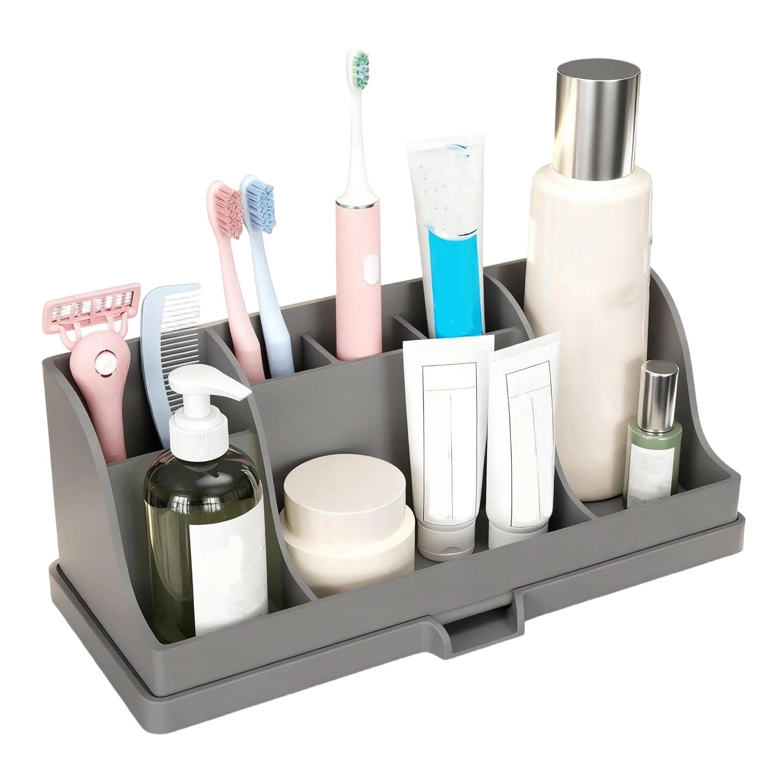 Marble Appearance Silicone Toothbrush Holder Featuring Grip Base Great for Bathroom Vanity and Sink Large Capacity Storage Rack