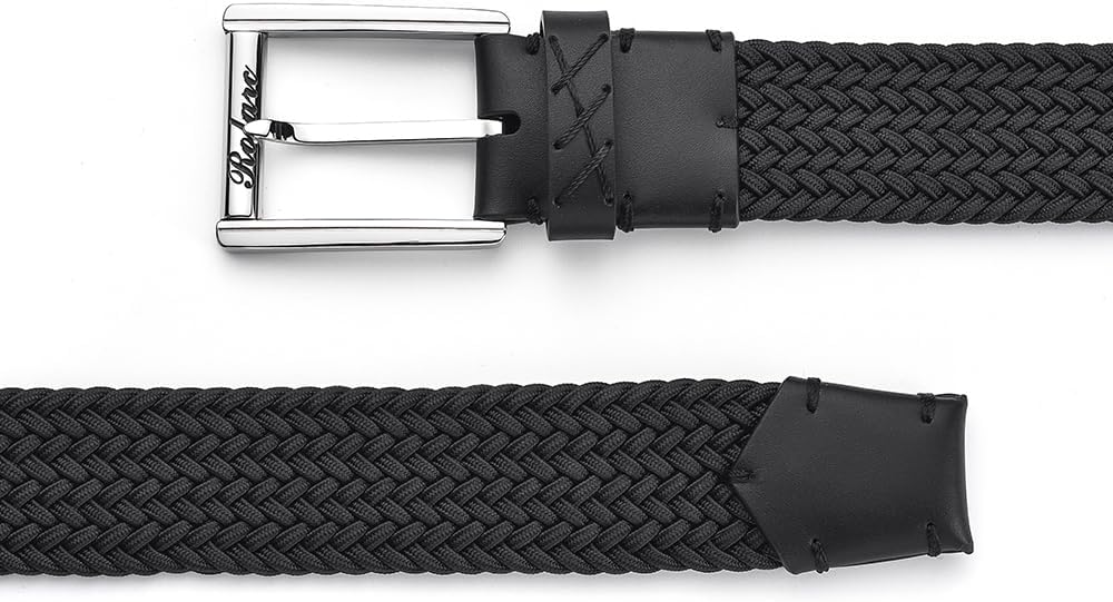 Braided Golf Belt For Men Steel Buckle Elastic Woven Belt 1 3/8 Inch