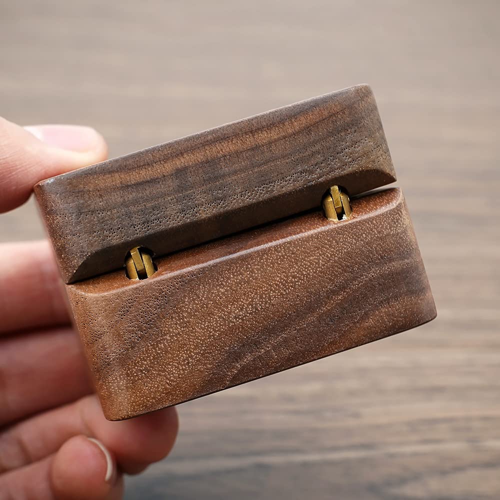 Caja de anillo de una sola ranura Estuche para anillos Propuesta de boda Caja de joyería de madera Pequeña caja de almacenamiento portátil para anillos de viaje Pendientes colgantes Mini caja de alm