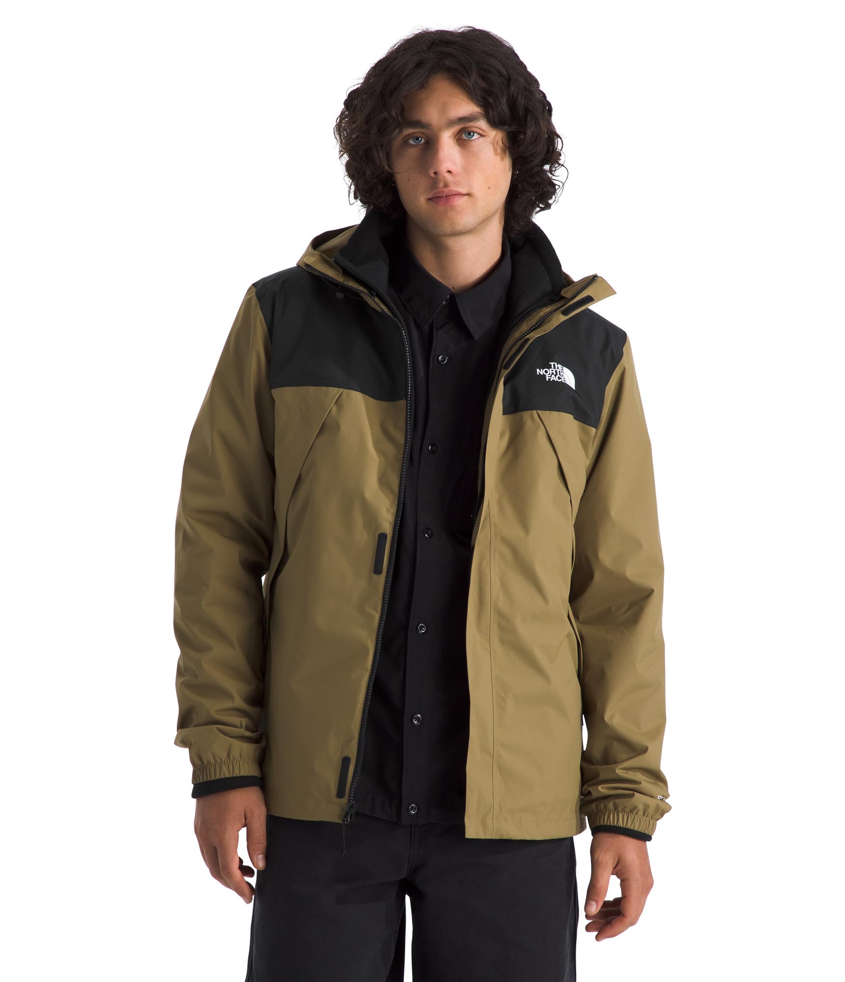 Men's Antora Triclimate Jacket - Waterproof Shell, Warm Inner Fleece Layer, Adjustable Hood with Drawcord, Cedar/TNF Black, Large