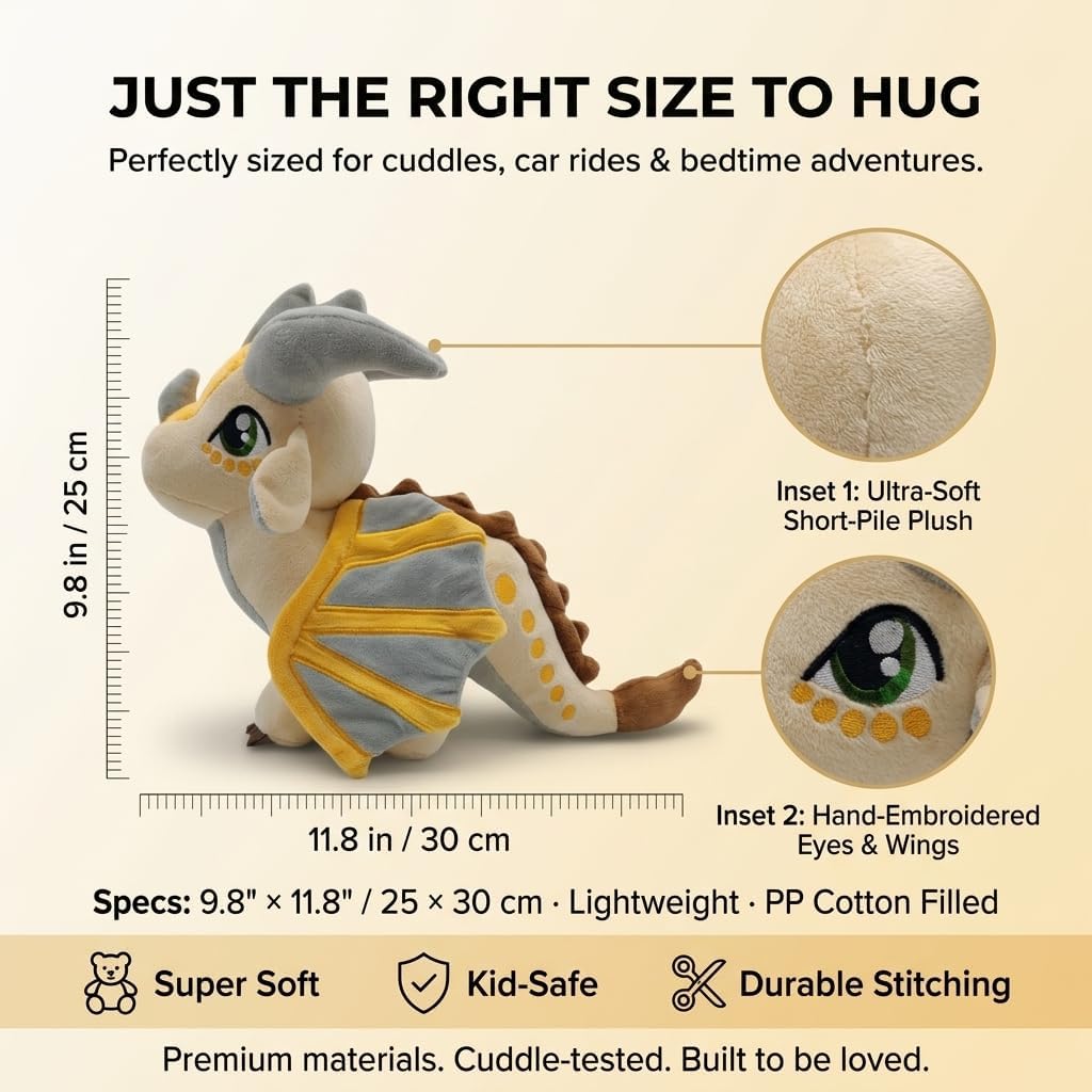EASELR Wings of Fire Dragon Plush Toy Rainwing Dragon Stuffed Animals Pterosaur Plush Flying Dragon Pillow Plushies Gifts for Fans Kids Boys Girls (sandwing)