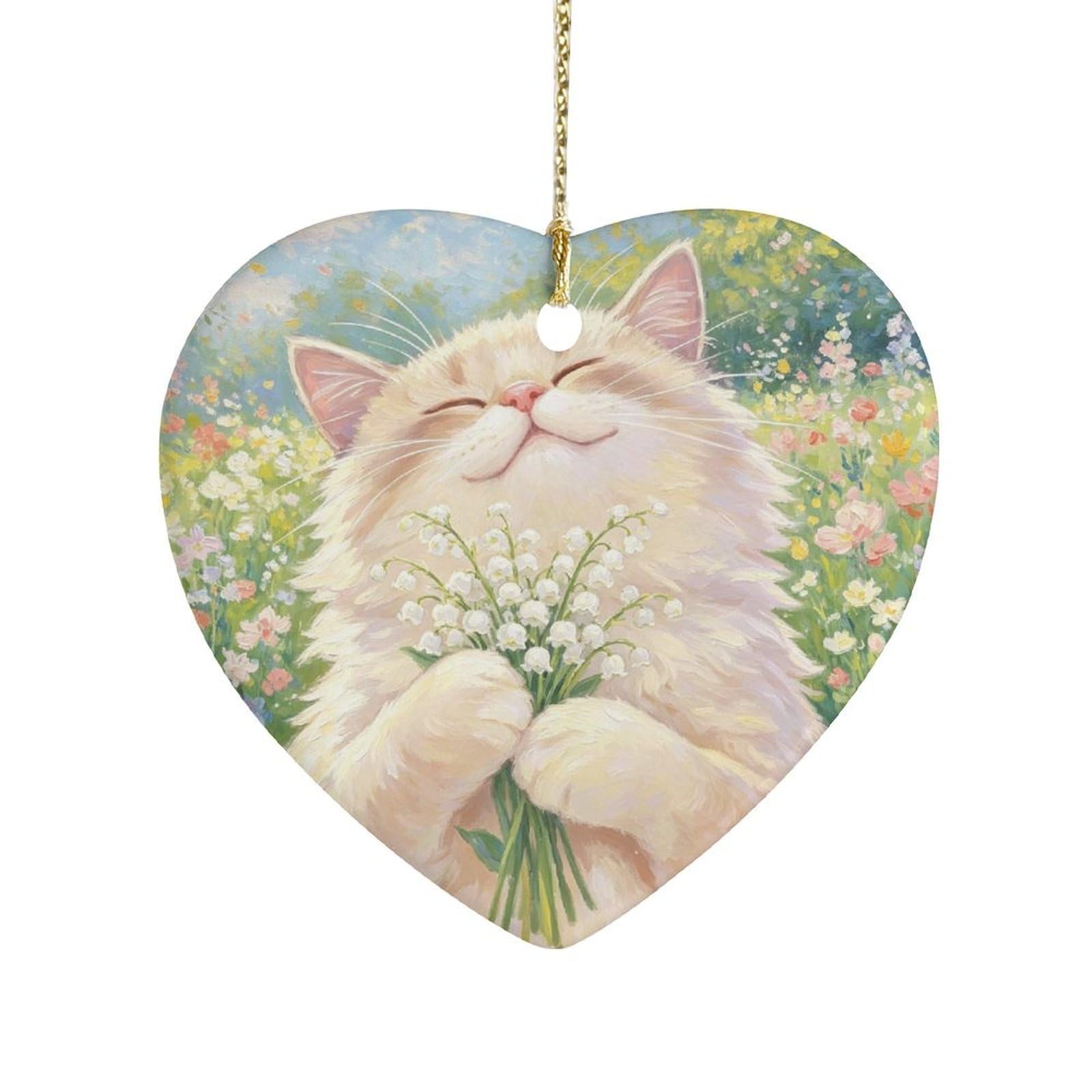Fekiloot Style Cat Ceramic Ornament Home Decor Keepsake
