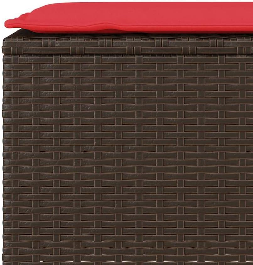 Patio Bench with Cushion Brown 43.3"x11.8"x15.9" Poly Rattan,Relaxing Outdoor PE Rattan Patio Bench with Comfortable Cushion Patio Furniture