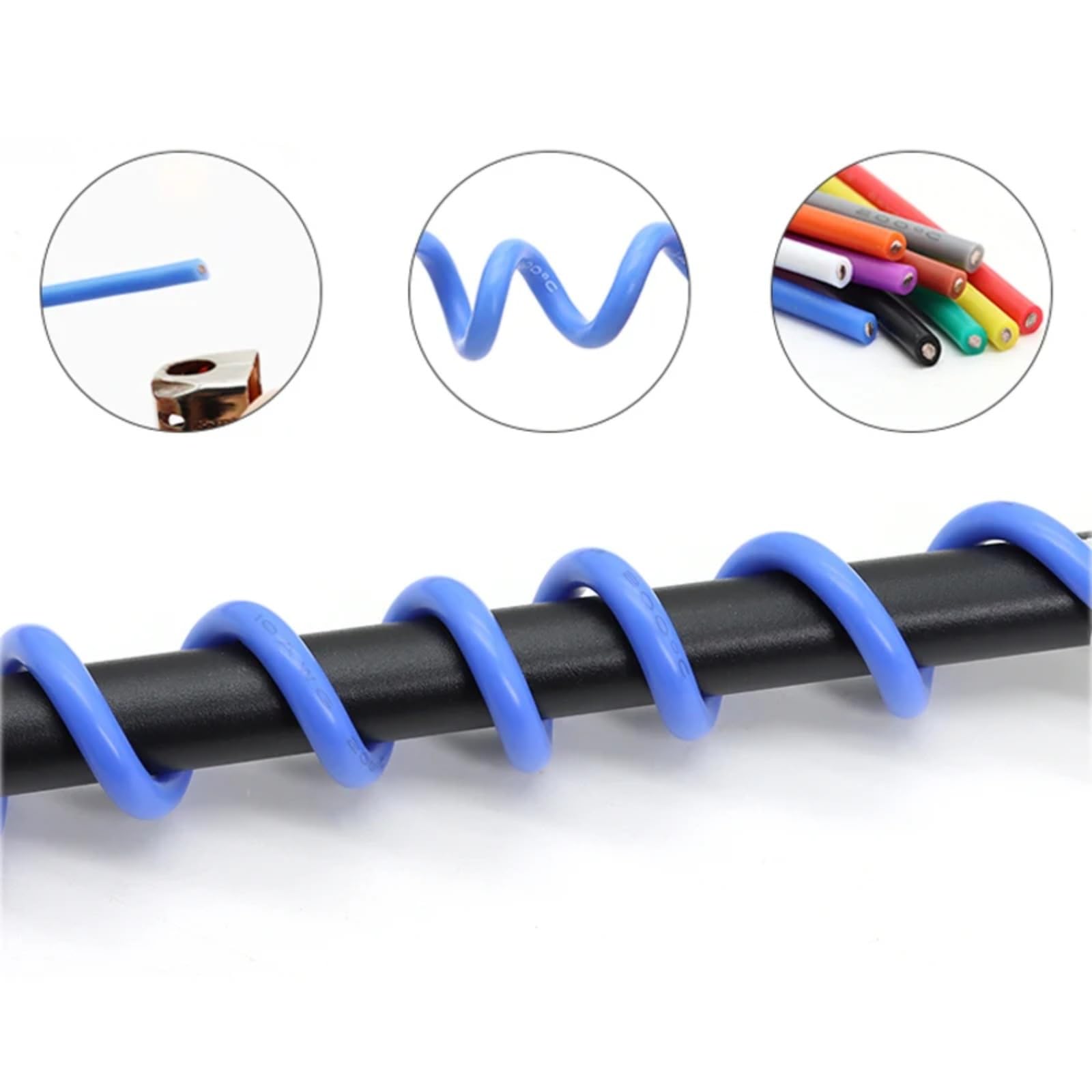 30/28/26/24/22/20/18/16AWG 600V izolowane kable miedziane z gumy silikonowej (niebieski; 1 rolka; 22AWG 10 m na rolkę)