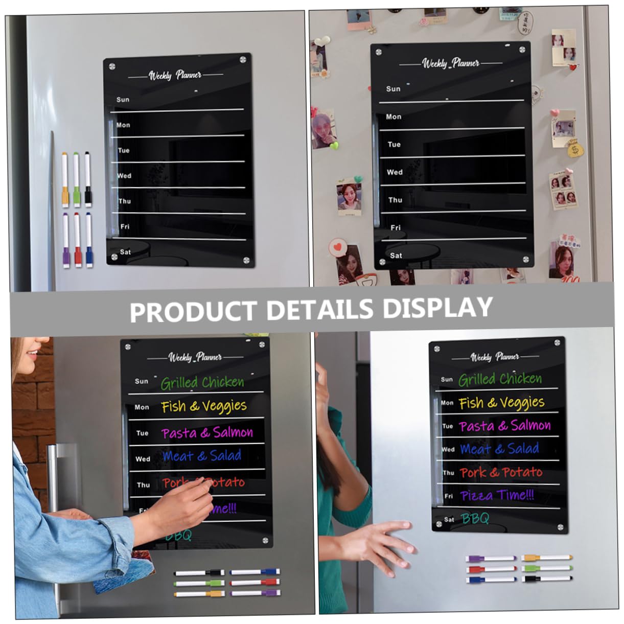 Magnetische Planungstafel A3 Acryl Magnetisch Abwischbar Wiederverwendbar Whiteboard Mit 6 Markern Küchenkalender Kühlschrank Notizboard Büroplaner