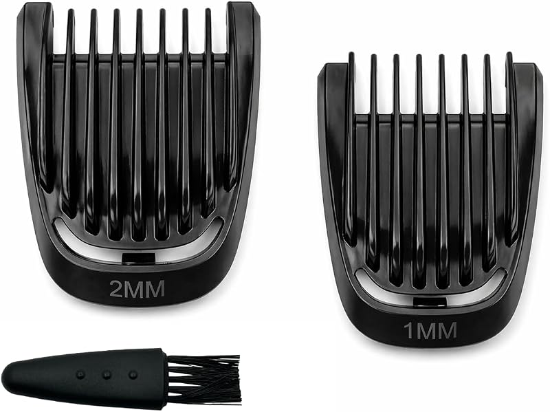 Replacement 1mm and 2mm Beard Comb Guard Set for Philips Norelco | Fits MG3740 MG3750 MG3910 MG3919 MG3939 MG5750 MG5910 MG5970 MG7750 MG7770 MG7910 MG9525 MG9580 MG9730 and Other MG Models