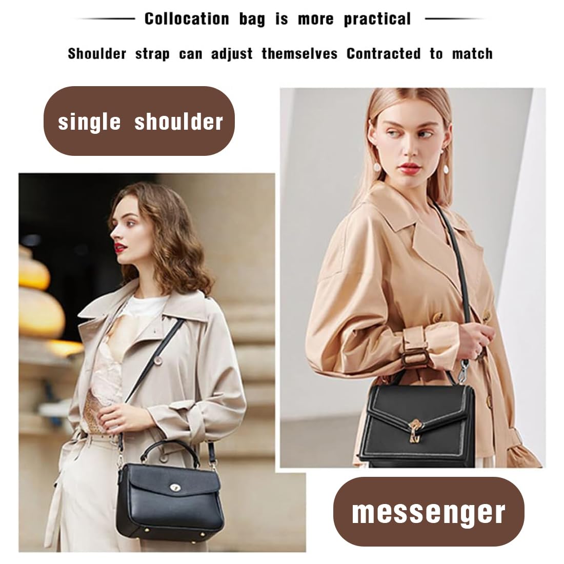 Bandoulière Sangle Cuir Réglable Blanche - Sangle Sac à Main En Similicuir Pour Femme, Longueur 65-130cm