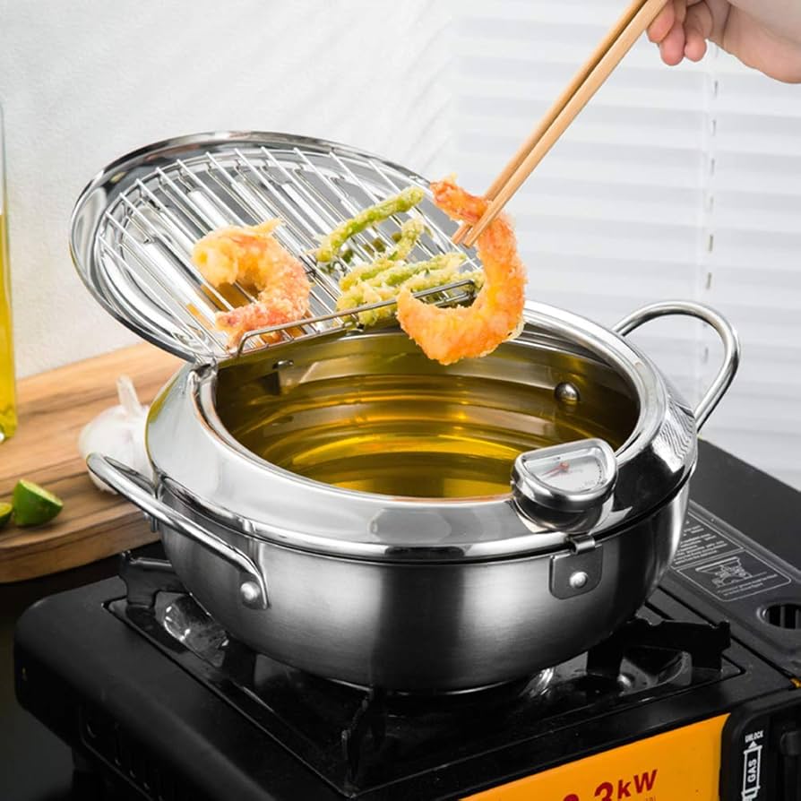 BYBYCD Stainless Steel Deep Frying Pot Deep Frying Pan With