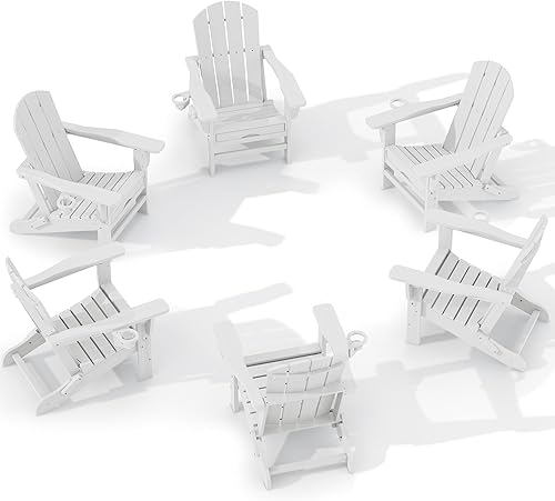 Miniatura 41 de KINGYES Silla Adirondack plegable ajustable con otomana retráctil, silla reclinable Adirondack de polietileno de alta densidad con soporte para Negro