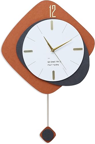 AURTEM Reloj de péndulo grande de 25 pulgadas, reloj de pared de madera de mediados de siglo, relojes de pared con pilas para decoración de sala de