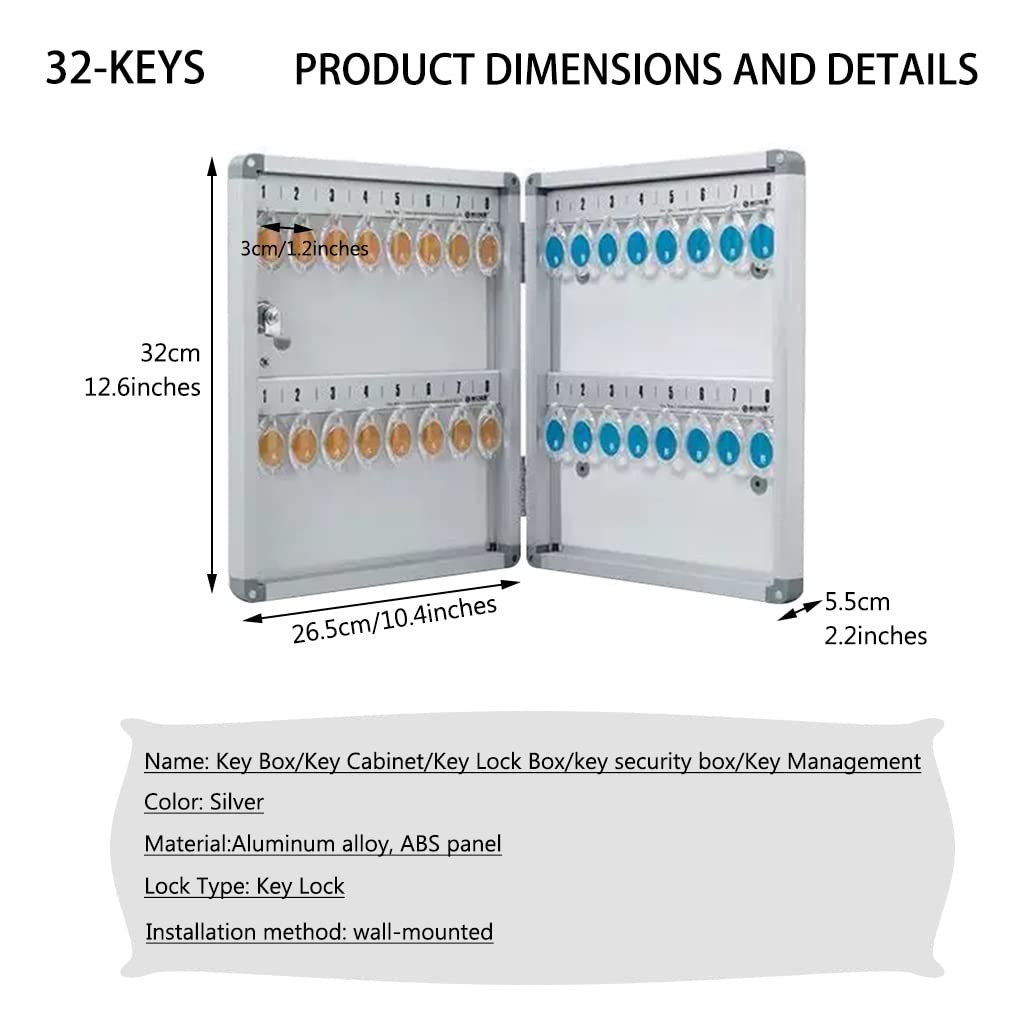 Schlüsselschränke, Schlüsselschrank aus Aluminiumlegierung, wandmontierter doppelseitiger Management-Schlüsselkasten, Immobilien/Auto/Hotel(72-Keys)